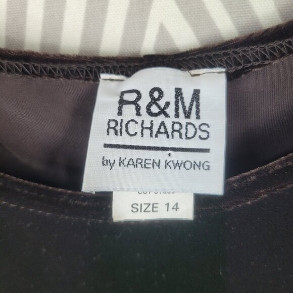 Vintage Velvet Dress sz 14 Stretch Evening Special Event Velour Brown Maxi Long - Picture 6 of 7